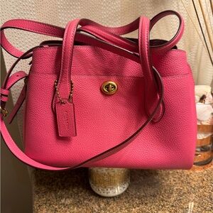 Coach Lora‎ Carry All  30 Turn Lock Confetti Pink Leather Handbag